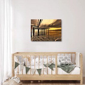 Sklenený obraz - Architektúra pri pobreží (70x50 cm)