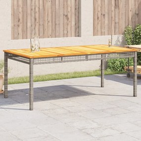Záhradný stôl sivý 180x90x75 cm polyratan akáciové drevo 366280