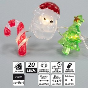 NEXOS Vianočná svetelná dekorácia, 20 LED, teplá biela, 3 ks