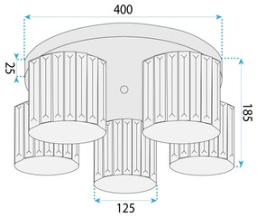 Toolight Toolight, stropné svietidlo 5xE27, EBT023-5C, čierna, OSW-01223