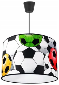 Detské závesné svietidlo Soccer, 1x textilné tienidlo so vzorom, (výber z 3 farieb konštrukcie)