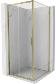 Mexen Exo, posuvný sprchový kút 90 x 90 cm, číre sklo, zlatá, 8151-090-090-50-00