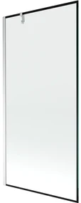 Mexen Next, vaňová zástena 1-krídlová 90 x 150 cm, fixné krídlo, 6 mm číre sklo s čiernym vzorom, chrómový profil, 895-090-000-00-70-01