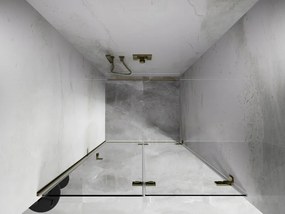 Mexen, Mexen Lunar-F pravé sklápacie sprchové dvere 75 cm, transparentné, zlaté - 836-075-000-50-00-P