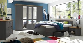 Posteľ s nočnými stolíkmi Locarno 180x200 cm, grafit/dub artisan