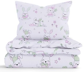 Bavlnené obliečky Renforcé do postieľky – Zajačikovia ružové