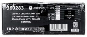 Aigostar - LED Stmievateľný stropný ventilátor LED/40W/230V 2700-6500K + DO biela