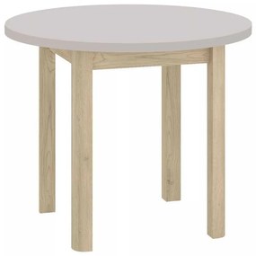 Jedálenský stôl Adam - priemer 80 cm, krémová / dub cremona