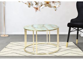 Bielo-zlatý konferenčný stolík Mauro Ferretti Sepa, ø 75 cm