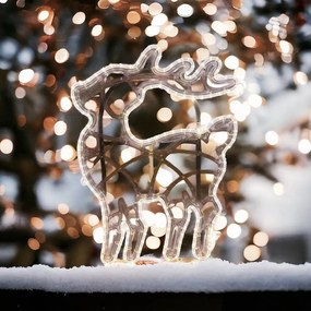 DECOLED LED světelný jelínek, 47 x 64 cm, ledově bílá