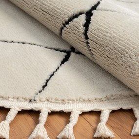 My Flair, Kusový koberec Moroccan Vision weiß kruh, 140x140 (priemer) kruh, čiernobiela, obývacia izba