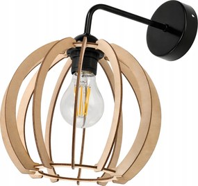 Nástenné LED svietidlo 1x E27 LOFT edison nad zrkadlo drevená guľa