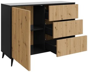 Komoda Oksawi 1D3SZ, Farby: dub artisan / čierny