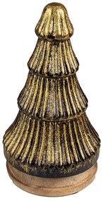 Zlatý dekoračný stromček na drevenom podstavci - Ø 13*24 cm