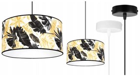 Závesné svietidlo Gold Flowers, 1x biele textilné tienidlo s kvetinovým vzorom, (výber z 2 farieb konštrukcie), (fi 40cm)
