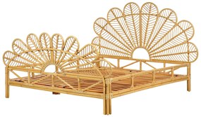Ratanová pávia posteľ 160 x 200 cm svetlé drevo FLORENTINE Beliani