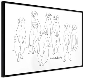 Artgeist Plagát - Meerkats Family [Poster] Veľkosť: 90x60, Verzia: Čierny rám s passe-partout