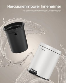 SONGMICS kúpeľňový odpadkový kôš s tichým vekom, 3L, biely