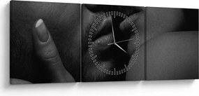 Obraz - Bozk, čiernobiela fotografia (s hodinami) (90x30 cm)
