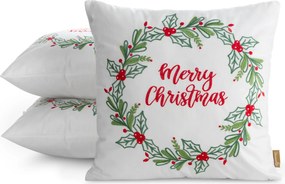 VIANOČNÁ DEKORAČNÁ OBLIEČKA NA VANKÚŠ MERRY 45X45 VZOROVANÁ