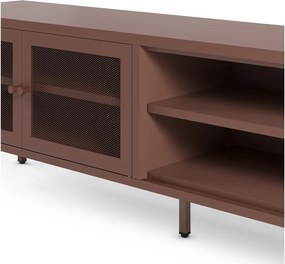 Vínovočervený kovový TV stolík 160x50x35 cm Fayna – Marckeric