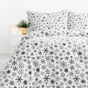 Goldea vianočné flanelové posteľné obliečky - snehové vločky 140 x 200 a 70 x 90 cm