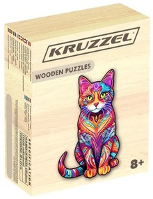 Kruzzel 22878 Dřevěné puzzle kočka 130 dílů, 38 x 24 cm
