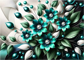 Obraz - 3D tyrkysové kvety (70x50 cm)