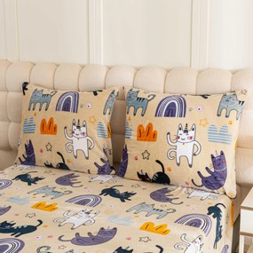 Sada mikroplyšových obliečok PURRSLEEP béžové + obliečka mikroplyš SOFT 90x200 cm biele, jednolôžko