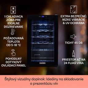 Klarstein Shiraz 24 Uno, vinotéka, 63 l, 24 fliaš, 5-18°C, dotykový ovládací panel
