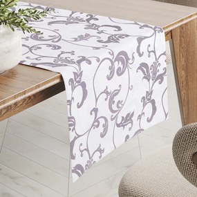 Biante Bavlnený behúň na stôl Sandra SA-184 Sivé kvetované ornamenty na bielom 45x120 cm
