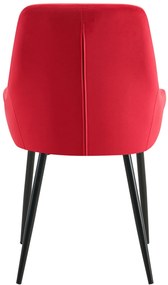 Jedálenská stolička Elmira - zamat, čierny rám - Červená