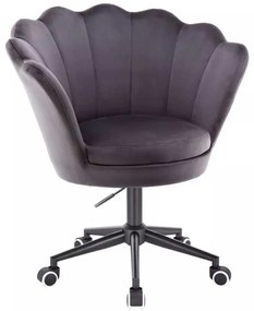 LuxuryForm DESIGN Kreslo FREY VELUR na čiernej podstave s kolieskami - tmavo šedé