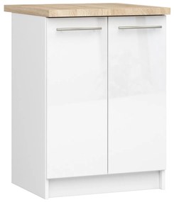 Kuchynská skrinka Olivia S 60 cm 2D biela/biely lesk/dub sonoma