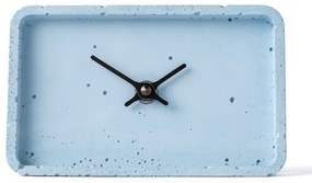 Stolové hodiny z betónu CLOCKIES, 16x10cm, obdĺžnikové, modré