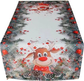 Obrus Vianočný sob s červeným nosom 40 × 90 cm
