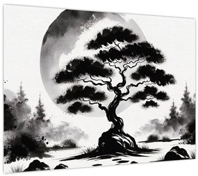 Obraz – Čiernobiela bonsai (70x50 cm)
