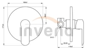 Invena Siros, podomietková batéria 1-výstupová, čierna matná, BP-90-4O1-A