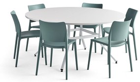 Zostava nábytku: 1 stôl Various + 6 tyrkysových stoličiek Rio