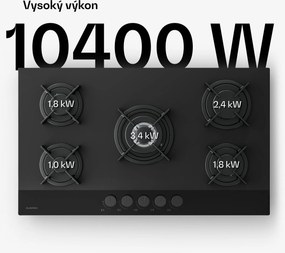 Klarstein Plynová varná doska Velaire, 5-horáková s elektrickým zapaľovaním, Kompatibilná so zemným plynom a LPG, 10400 W, 90 cm