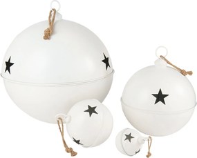 Biela antik závesná kovová ozdoba rolnička Baub L - Ø 51*60 cm