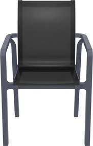 PACIFIC záhradná stolička s podrúčkami dark grey