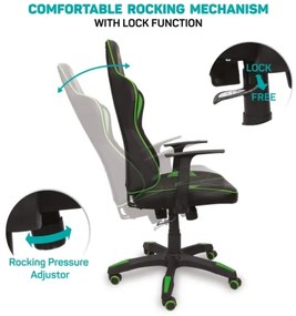 CONNECT IT CGC-0700-GR - Herná stolička LeMans Pro čierna/zelená