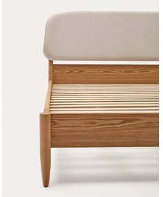 Dvojlôžková posteľ z jaseňového dreva s roštom v béžovo-prírodnej farbe 160x200 cm Octavia – Kave Home