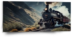Sablio Obraz Parná lokomotíva v horách - 110x50 cm