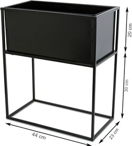 KOVOVÝ KVETINÁČ SO STOJANOM RECT 50X24X44 CM ČIERNA