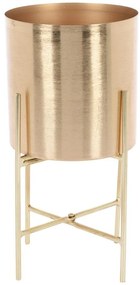 Stojaci kovový kvetináč, zlatý, 15x15x30