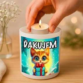 Originálny sklenený svietnik Ďakujem