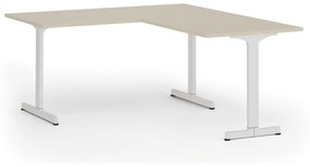 Kancelársky stôl PRIMO BETA L, 1600 x 1800 mm, biela podnož, breza