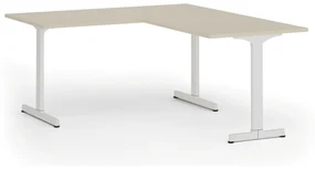 Kancelársky stôl PRIMO BETA L, 1600 x 1800 mm, biela podnož, breza